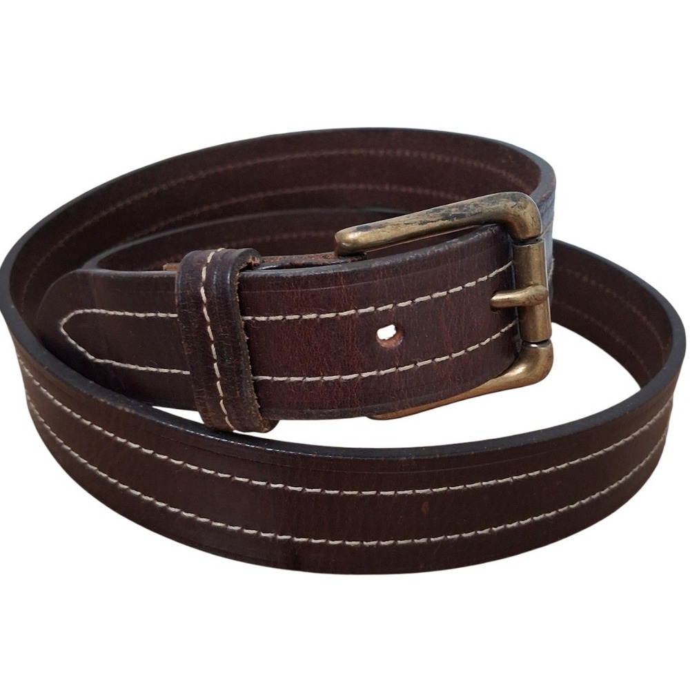 Y2k Vintage Etienne Aigner Mens Size 38 Leather Stitched Casual Office Prep Belt